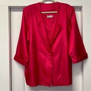 Frayne Vintage Bright Pink Silk Satin Blazer Legally Blonde Mean Girls S…